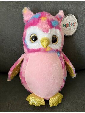 Winkeez Pink Owl Plush Stuffed Animal Toy With Sparkly Gold Accents MVP Plush
